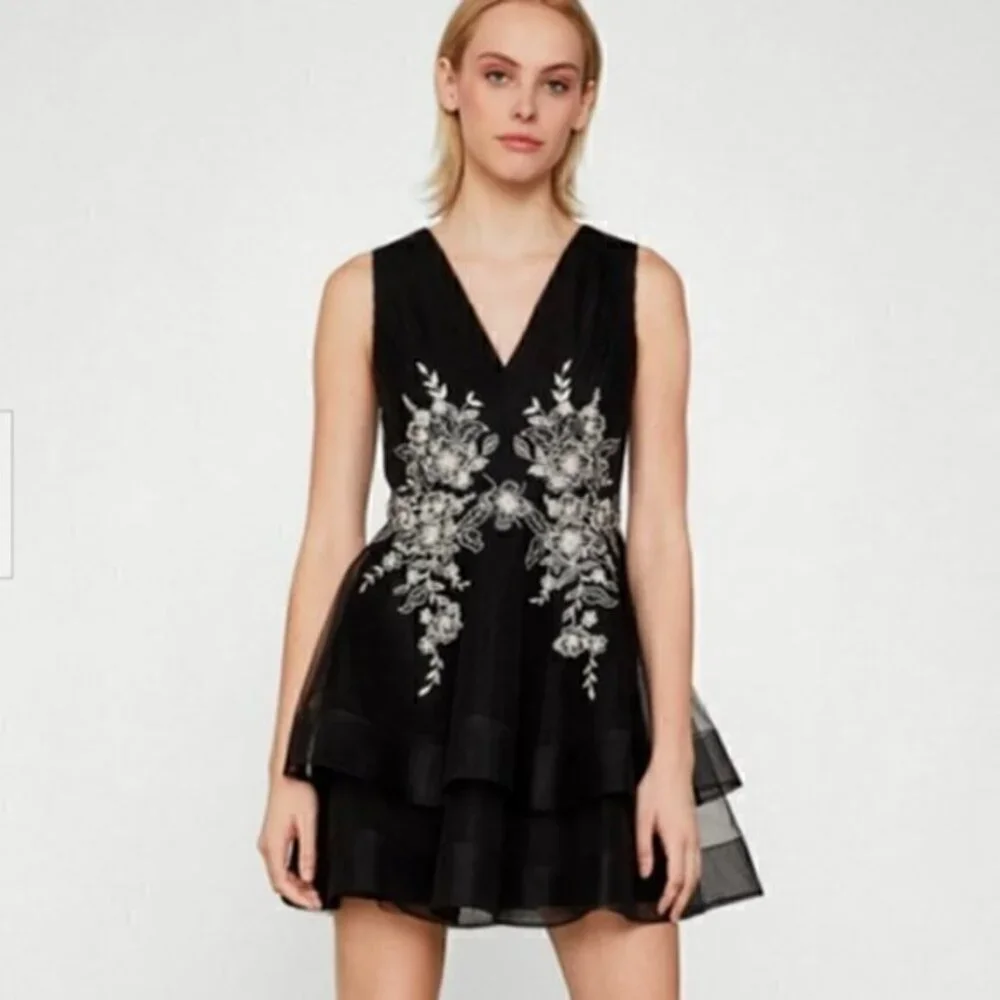 bcbg black tiered dress Astrid Dress Black / 12